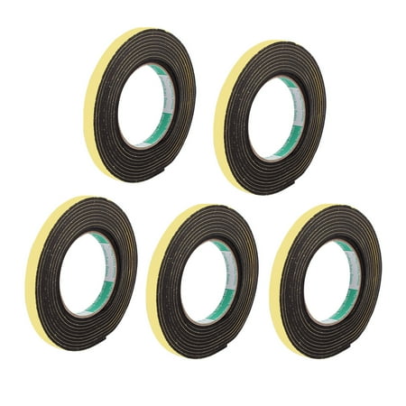5pcs Black 1CM Wide 4M Length 3MM Thick Single Sided Shockproof Sponge Tape