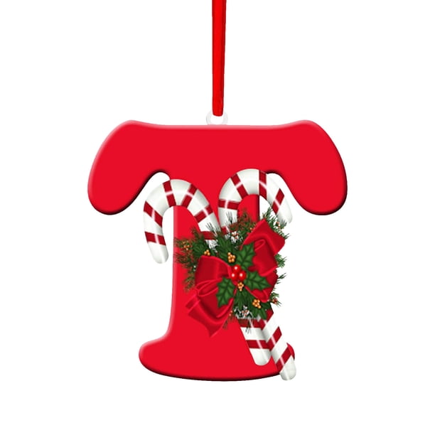 Adorno de alfabeto de árbol de Navidad personalizado | Decoración colgante de letras acrílicas • Acentos de sombrero de Papá Noel rojo • Colgante escribible de bricolaje • Decoración duradera del