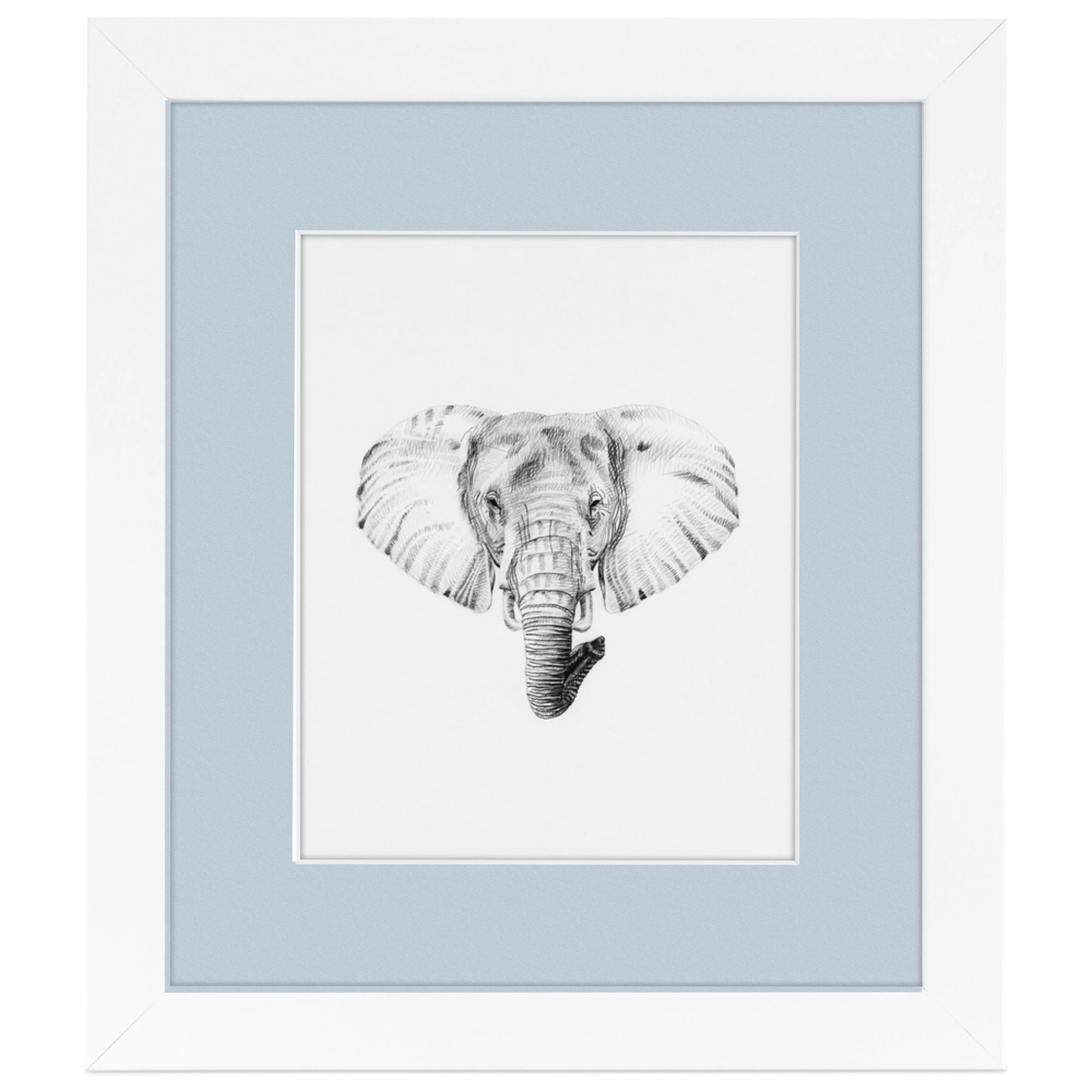 ArtToFrames 22x28" Matted Picture Frame with 18x24" Single Mat Photo Opening Framed in 1.25" Satin White Frame and 2" Baby Blue Mat (FWM-3966-22x28)