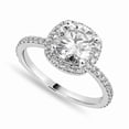 thumbnail image 2 of Jewelerix Round Brilliant Moissanite Diamond Halo Engagement Ring White Gold Plated Wedding Promise Ring for Her, 2 of 7