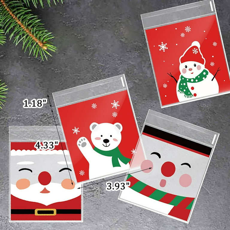 Walmart 300Pcs Xmas Cellophane Treat Bags Self-adhesive, Santa