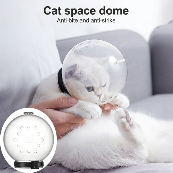 Visland Cat Recover Head Hood, Cute Ball-shaped Plastic Transparent Breathable Anti-Licking Anti-bite Chewing Head Protective Cover Muzzles for Puppy Kitten Surgical Grooming Clipping Paws Bathing