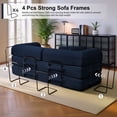 thumbnail image 4 of Convertible Floor Sofa Bed, Holaki 63" Foldable Compression Loveseat Lounge Sleeper Sofa with Pillow & Fixed-Shape Frame, Corduroy Folding Boneless Sofa Couch for Living Room, Small Space, Blue, 4 of 8