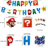 Mario Birthday Party Supplies - Super Mario Bros Happy Birthday Banner Balloon Cake Toppers Party Mario Decorations Kit