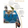 thumbnail image 5 of Ocean Diving Elephant Rectangle Tablecloth, Blue Coastal Coral Fish Marine Life Waterproof & StainResistant Tablecloth, Washable Oil-proof Table Cover for Dining/Party/Wedding/Camping/Buffet 60x84 In, 5 of 9
