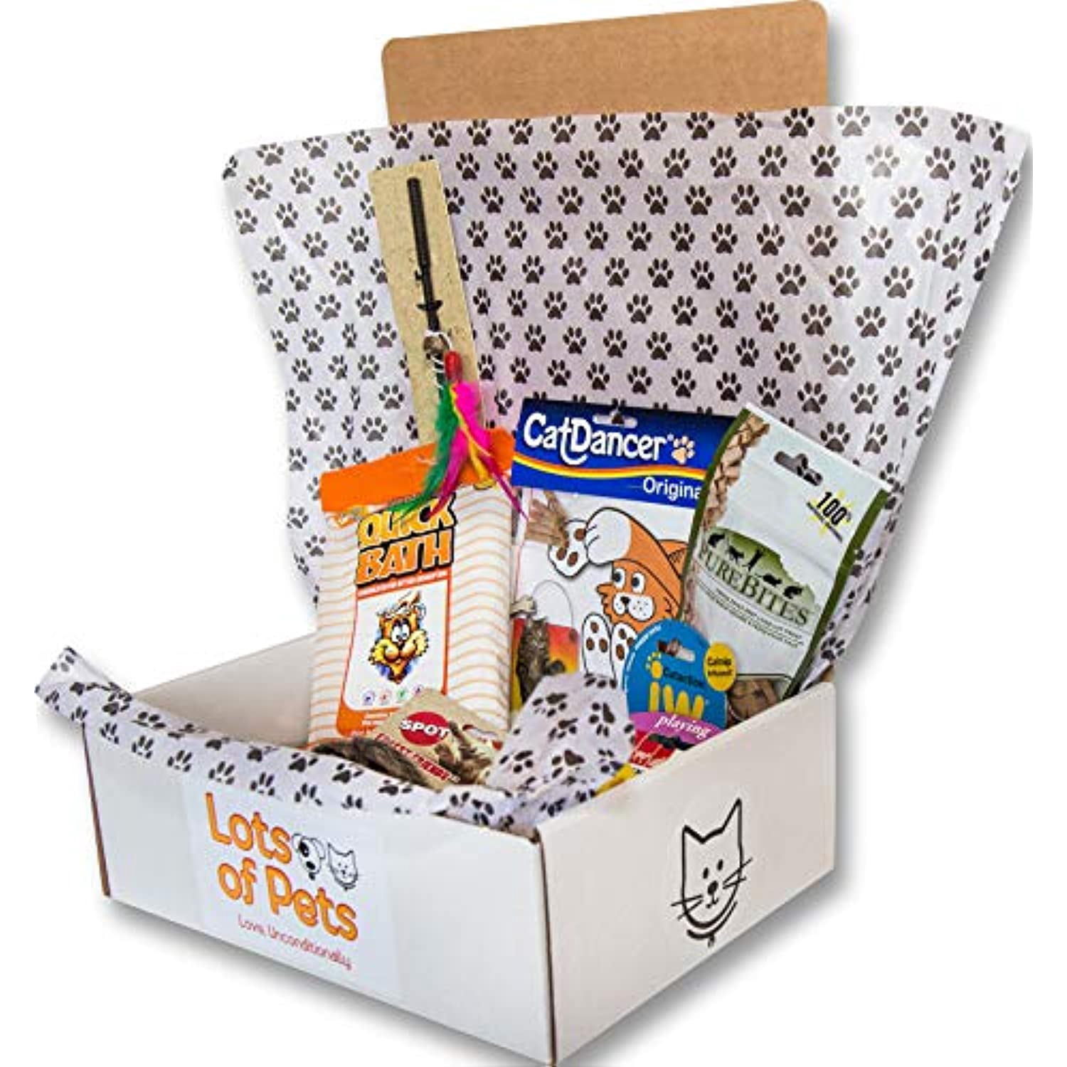 Lots of Pets Cat Scratch Fever Party Box Kitty Cat Party Box, Pet Supplies Starter Pack, Treats and Toys for Cats