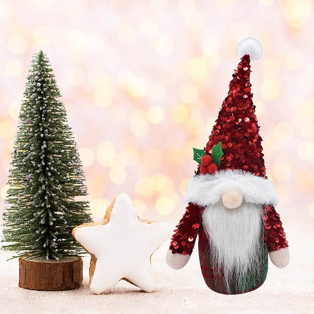 Décorations de Noël Ornement de Bureau Poupée en Tissu Sans Visage à Sequins Rouges – un Ornement Décoratif Époustouflant pour la Maison Ou les Expositions Conçu avec des Matériaux et des Détails Artistiques