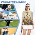 thumbnail image 6 of Uorisanigo Classic Flower Womens Golf Shirt with Zipper Size 2XL Comfortable Casual Butterfly Women's Dry-Fit Golf Polo Shirts Outing Wear for Workout Sports, 6 of 7