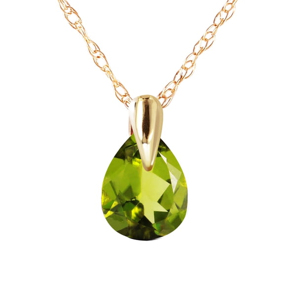 Galaxy Gold GG 14K Yellow Gold 0.68 Carat Peridot Pendant Necklace - August Birthstone - Warmth & Prosperity - 16" to 24" - Fine Jewelry for Women