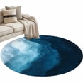 thumbnail image 2 of Round Area Rug 4 Ft, Navy Blue Waves Washable Non-Slip Circle Carpet for Living Room/Bedroom, Coastal Summer Beach Ocean Low-Profile Crawling Mats Collection Rugs for Indoor, 2 of 7