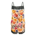 thumbnail image 4 of Puntoco Conjunto de pijama cómodo para mujer, camiseta sin mangas con tirantes de encaje sexy para el día de San Valentín, conjunto de pijama informal con pantalones cortos, 4 of 5