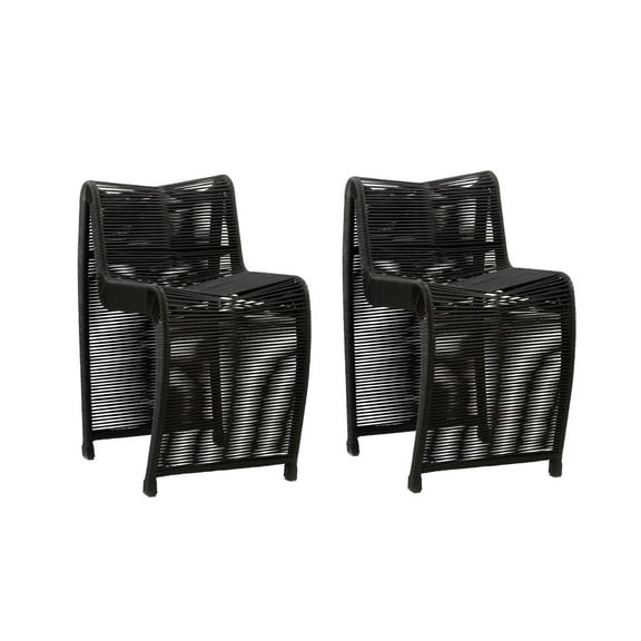 Boraam 24" Lorenzo Black Rope Counter Stool Set of 2