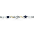 thumbnail image 2 of Gem Stone King 925 Silver and 10K Yellow Gold White Moissanite and Blue Sapphire and White Lab Grown Diamond Bracelet for Women (2.69 Cttw, Gemstone, Asscher Cut 6MM, 6.5 inches, Made in Italy), 2 of 4