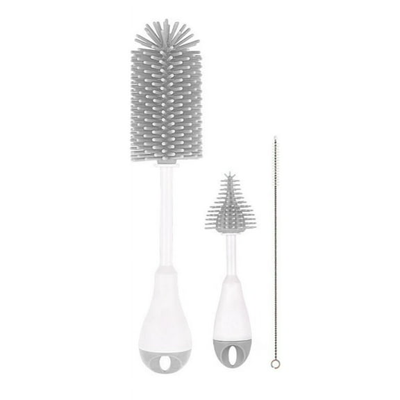 Baby Bottle Nipple Brush Water Cup Container Straw Cleaning Set Gray