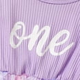 thumbnail image 5 of ZEHJUHAN Girl's "ONE" Birthday Princess Dress Set: Ribbed Knit Tulle Romper with Headband, Sequin & Ruffle Detail Purple，12-18M(100), 5 of 7