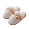 thumbnail image 2 of Nuevas zapatillas peludas de suela gruesa con zapatillas de algodón con lazo para parejas de mujeres invierno Otoño e Invierno hogar cálido y antideslizante, 2 of 5