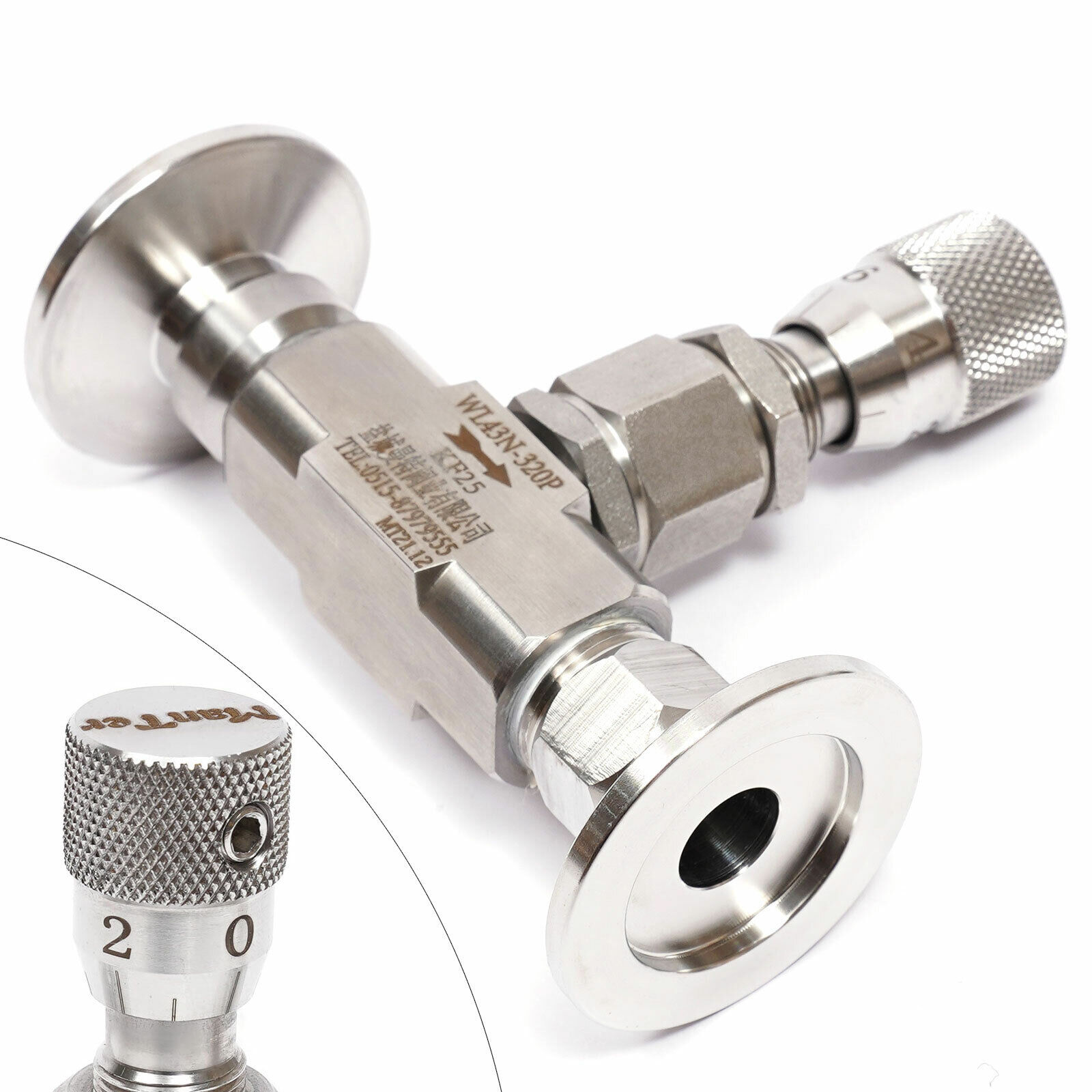 KF25 304 Stainless Steel Tube Fittings High Vacuum Metering Valve