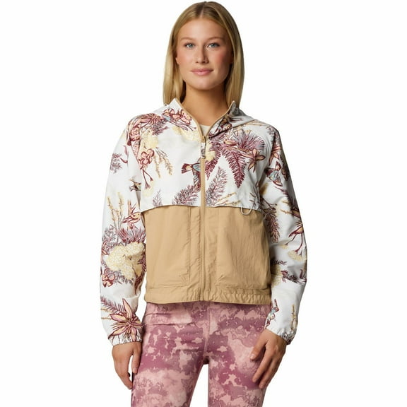 Women's Columbia Spire Valley Omni-SHIELD™ Printed Windbreaker Jacket Color: Sea Salt Outbacked Size: LARGE