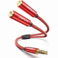 thumbnail image 1 of ccwonima Headphone Splitter 3.5mm, Audio Splitter 2 Female to 1 Male, Dual Headphone Adapter Compatible with PS4, PS5, Xbox, Nintendo Switch, PC Gaming Headsets, Phone, Tablet, Laptop and More-Red, 1 of 1