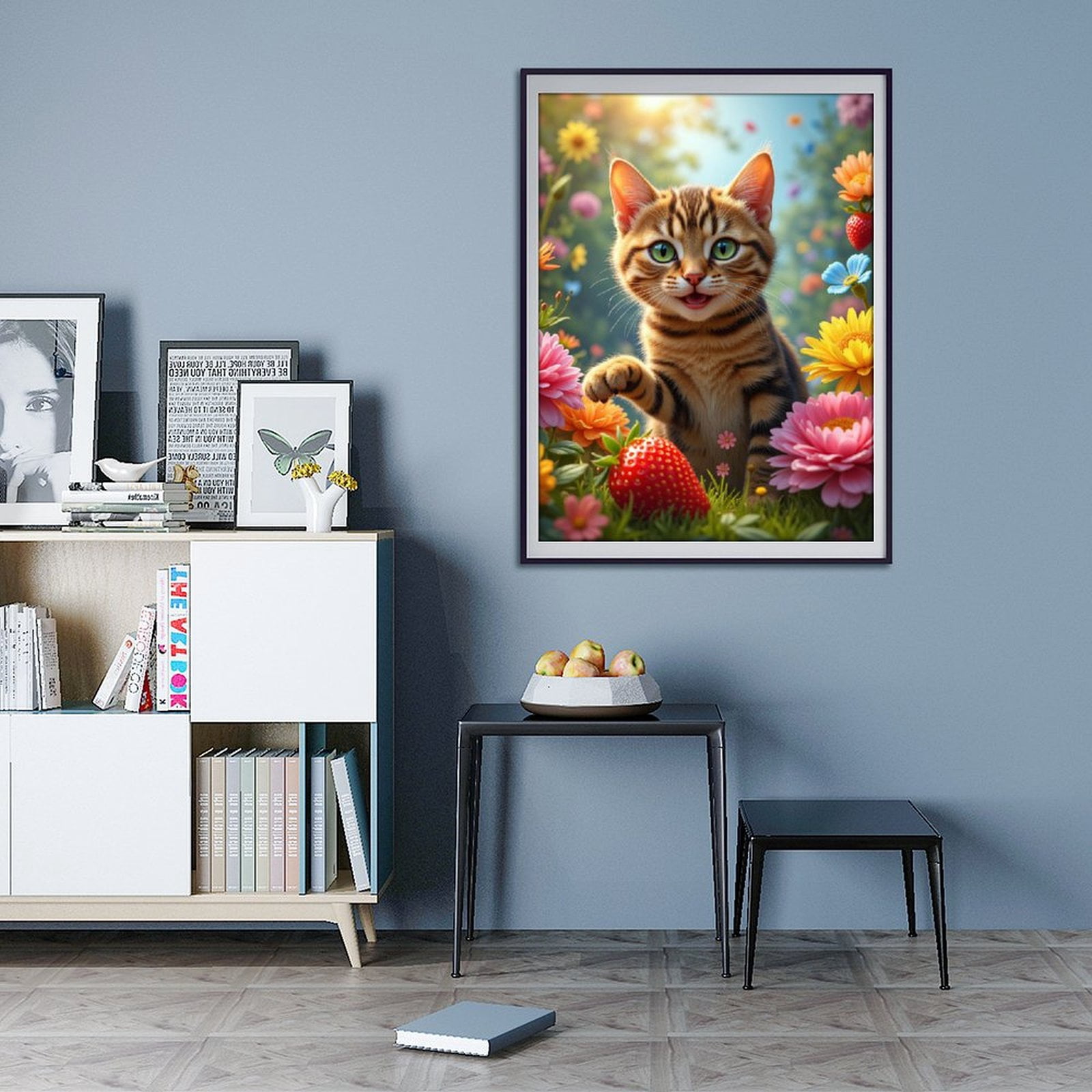 Diamond Art Kits for Adults - 5d Happy Kitten In Spring Garden Diamond Painting for Adults, Diamond Art for Adults Beginners, Diamond Painting Kits for Adults for Home Wall Decor