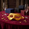 thumbnail image 4 of Masquerade Mask Gold Fabric Lace Design for Men Venetian Style with Ribbon Tie for Party and Masquerade Ball Events, 4 of 5