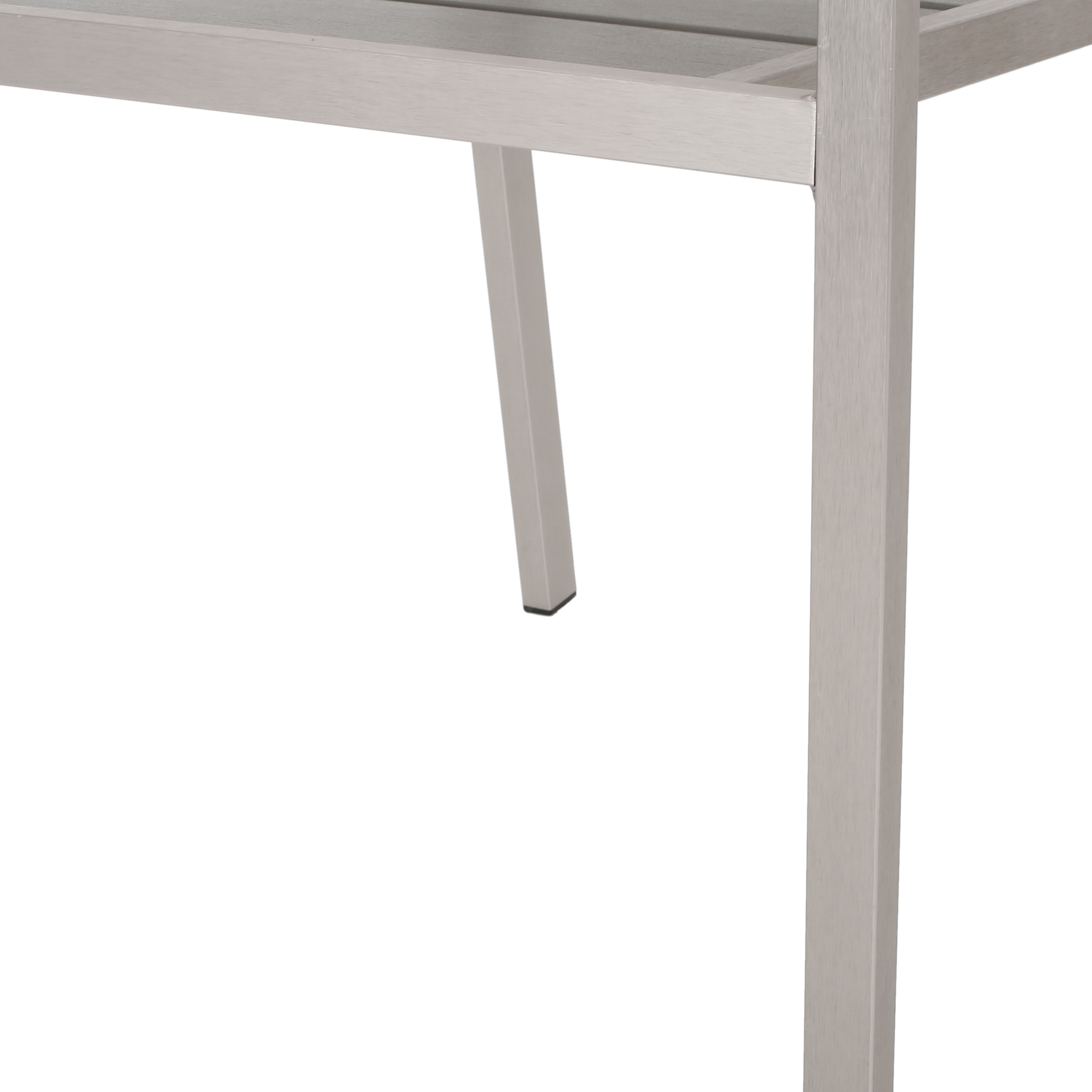 Gannon Outdoor Modern Aluminum Dining Chair with Faux Wood Seat, Set of 2, Gray and Silver