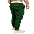thumbnail image 5 of Men Solid Color Cargo Trousers  Loose Fit Drawstring Waist Long Pants, 5 of 5