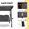 thumbnail image 5 of Homrest 3 Seat Outdoor Porch Swing with Adjustable Canopy, Cushions, and Pillow, 5 of 9