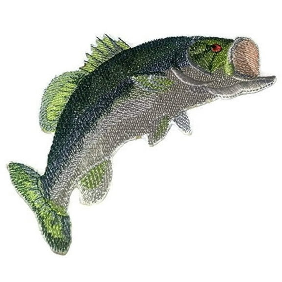 Largemouth Bass Embroidered Iron On/Sew patch [6" x 3"]
