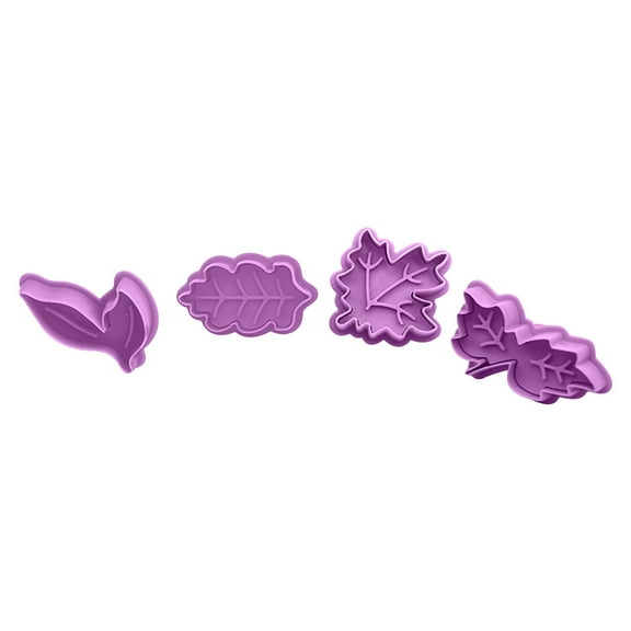 4Pack Cute Baby-themed Pastry/Cookie/Pie/Fondant 2" Stamper and Cutters Set, Leaf Theme