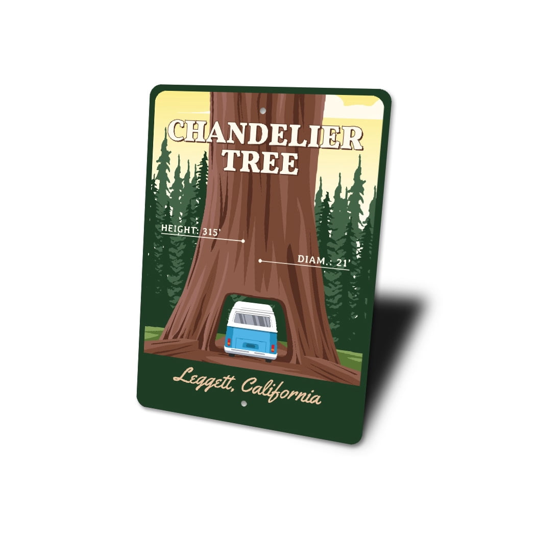 Chandelier Tree Drive-Thru Tree Park Aluminum Metal Decor Sign - 10x14 inches
