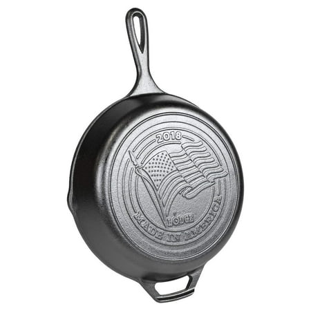 Made in America Series 2018 Cast Iron Skillet with Logo, 10.25 Inch, Seasoned with oil for a natural, easyrelease finish that improves with use By