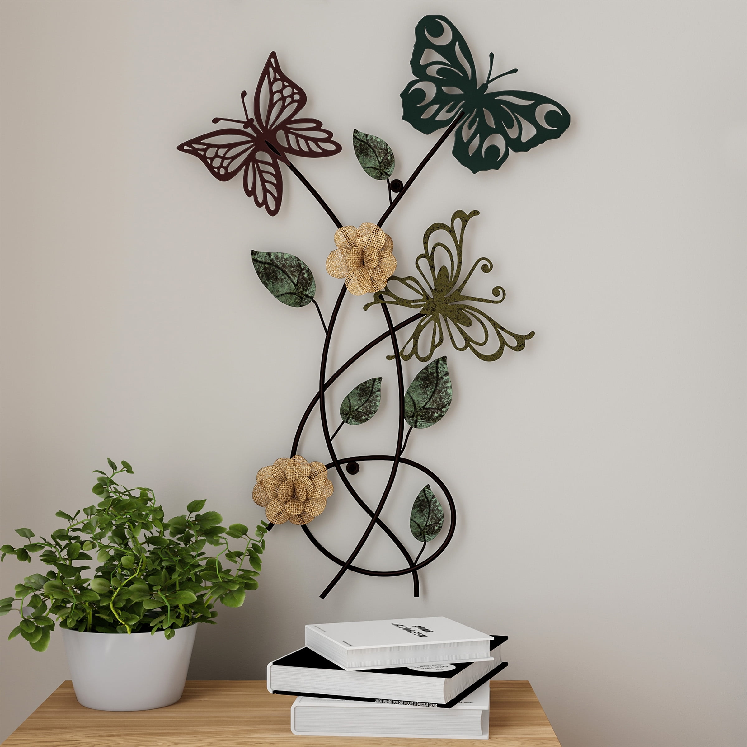 Garden Butterfly Metal Wall Art- Hand Painted Decorative ...
