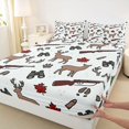 thumbnail image 4 of Castle Fairy Cute Cartoon Hunting Deer Queen Size Sheets 4 Pieces,Maple Leaf Animal Queen Sheet Sets,Brown Green White,1 Fitted Sheet,1 Flat Sheet and 2 Pillowcases, 4 of 6