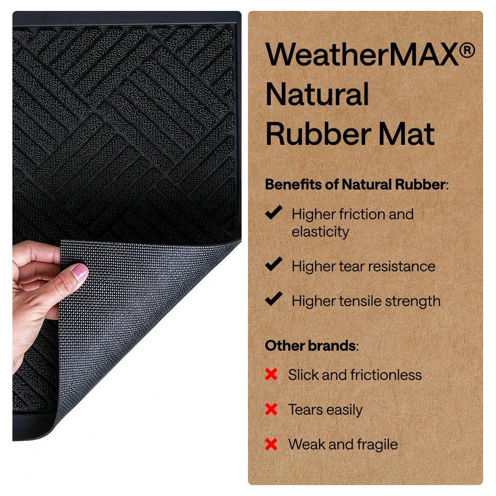 GORILLA GRIP Outside Doormat, WeatherMax Waterproof Indoor Outdoor Door Mat, 29x17 Black Diamond