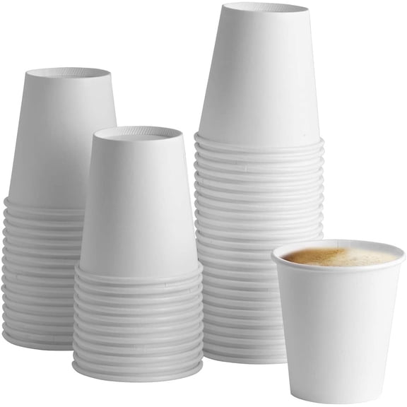GUSTO 10 Oz White Paper Cups Disposable Coffee Cups To Go Cups, 100-Pack
