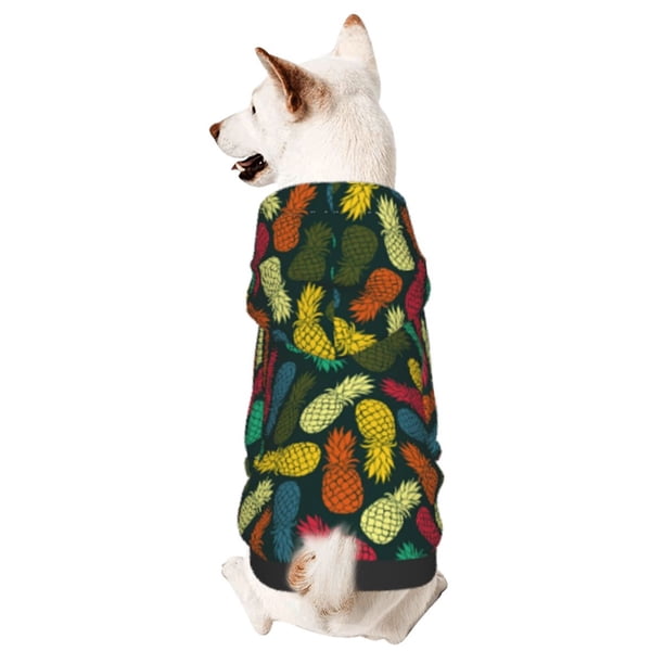 Fotbe Pineapple Fruit Colorful Sudadera con Estampado para Perros Pequeños – Suéter con Capucha para Mascotas, Tela Suave de Forro Polar con Bolsillo-Small