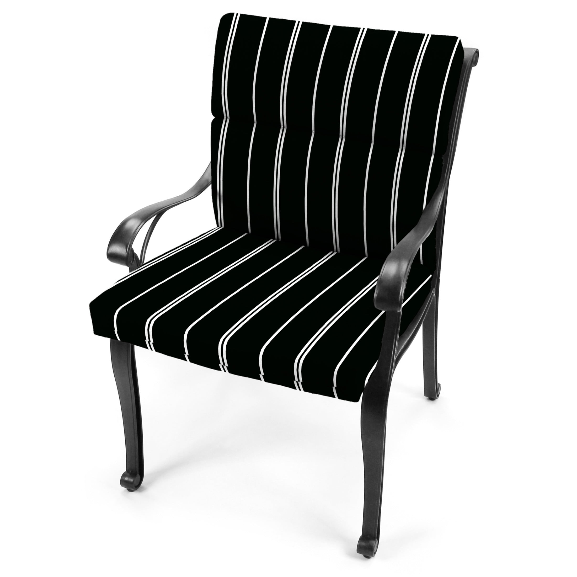 Jordan Manufacturing 44" x 22" Pursuit Shadow Black Stripe Rectangular Outdoor Chair Cushion with Ties and Hanger Loop