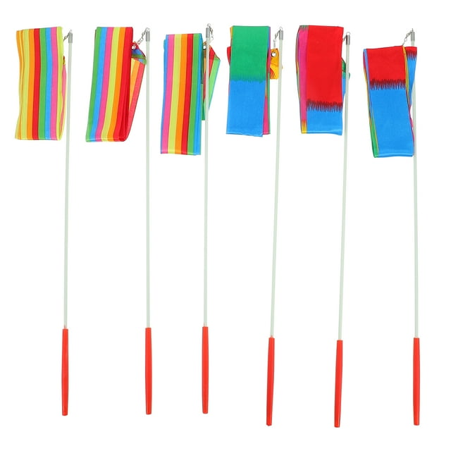 MasteelfCA 6pcs Useful Unisex Rhythmic Ribbon Rainbow Art Streamers Child Twirling Wands