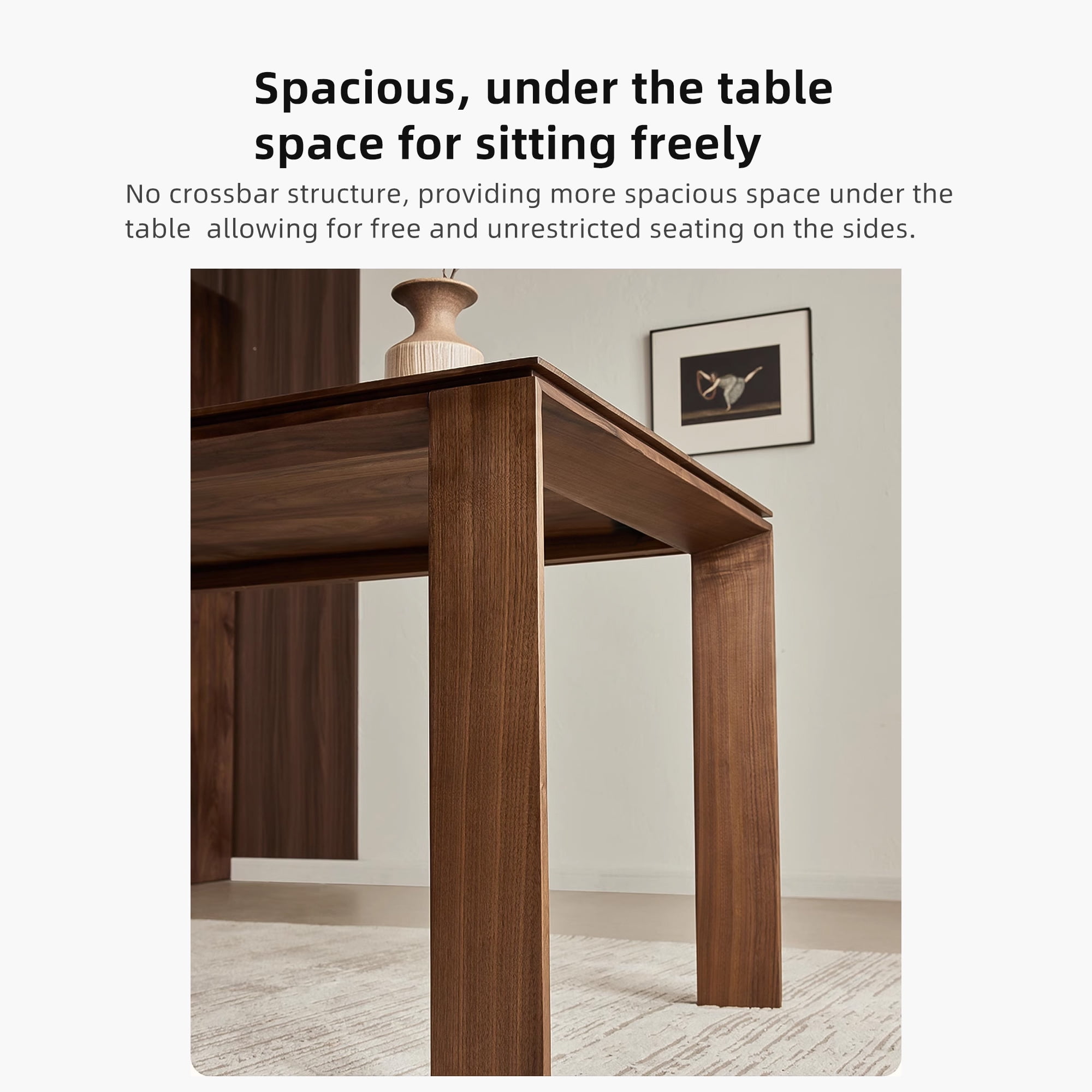 NessCarsti Brown Modern Farmhouse Wooden Dining Table, Seats 6 - 8, for Dining/Living Room