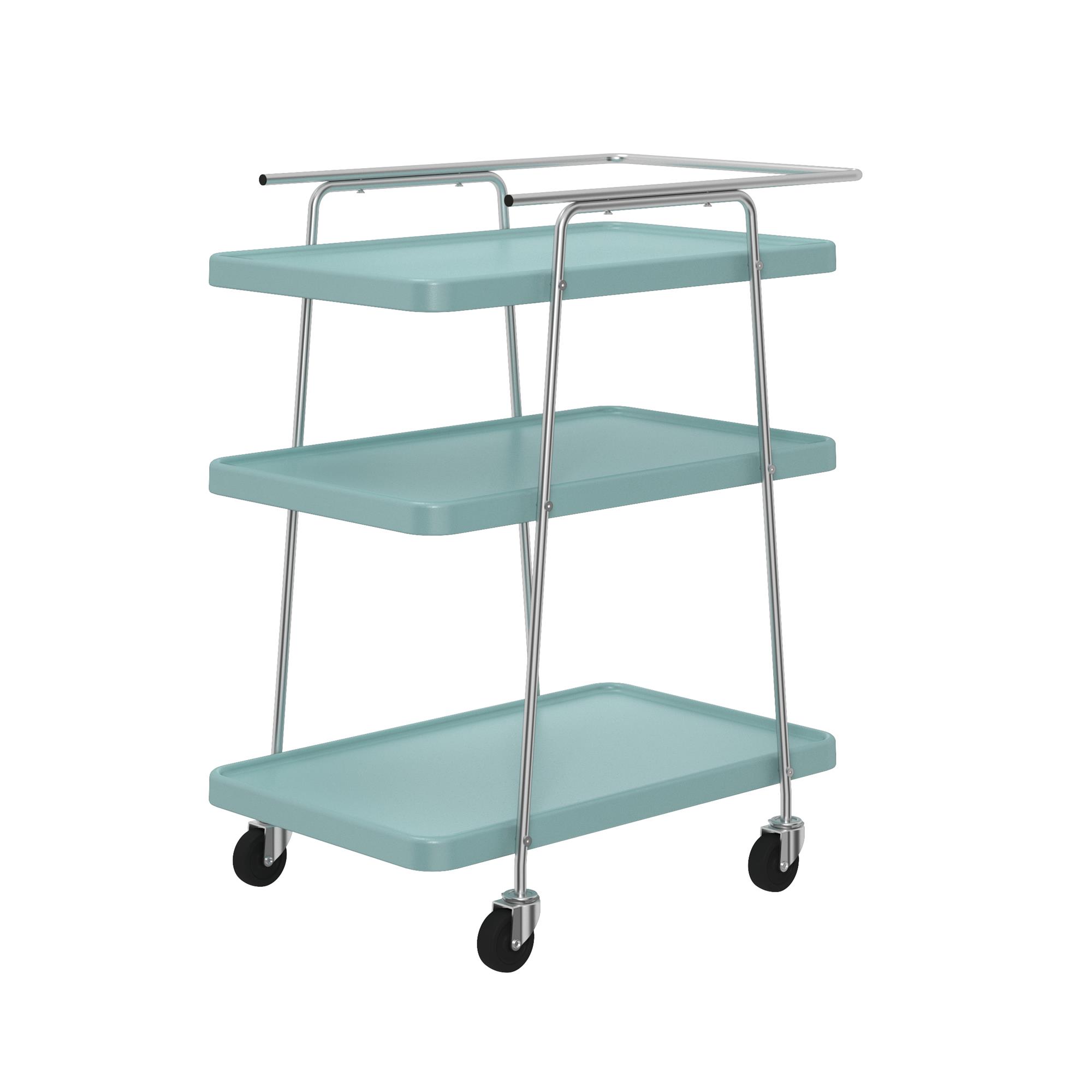 COSCO Stylaire 3 Tier Serving Cart, Teal & Silver