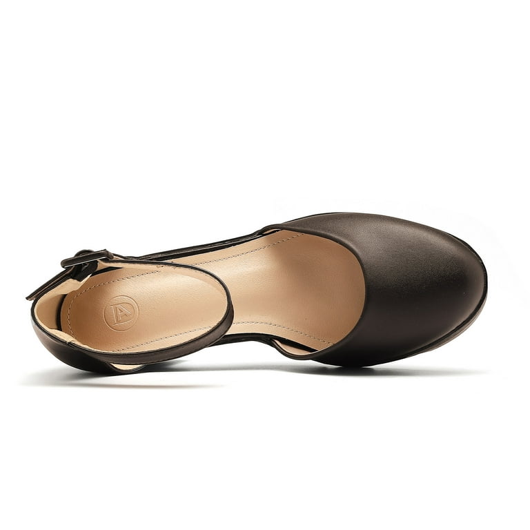 Brown chunky heels closed toe online