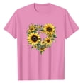 thumbnail image 3 of CCRFTGI Tshirt for Teen Girls Cute Fashion Crewneck T Shirt 2025 Summer Pink Shirt Sunflower Printed Short Sleeve T Shirt,Pink 10-11 Years, 3 of 5