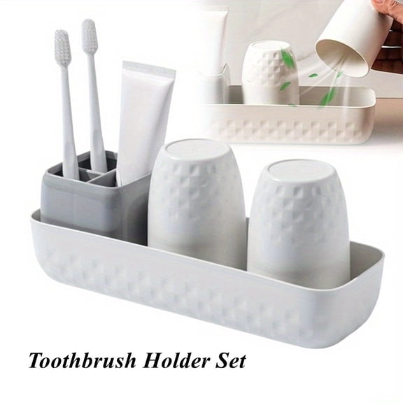 Toothbrush Holder for Bathrooms, Toothbrush Organizer Countertop for Toothbrush Storage, Toothbrush and Toothpaste Holders Set with 3 Slots, Tooth Brushing Cup Caddy for Family