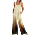 thumbnail image 1 of Gibobby Monos de Moda Monos de mujer Verano Casual Suelto Sin mangas Patchwork Doble bolsillos Mono Estampado floral Boho Pierna ancha Babero en general(Beige， M), 1 of 5
