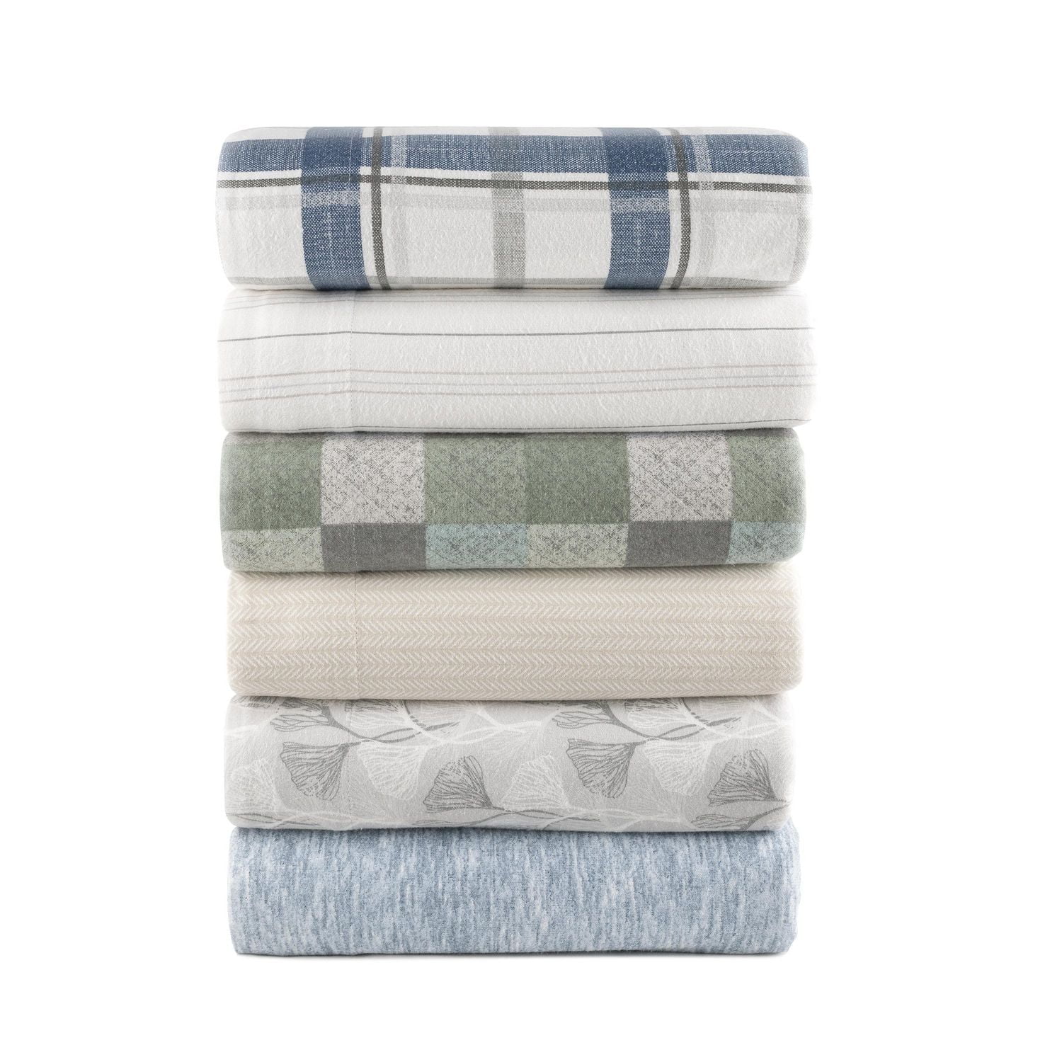 Draps Flanelle HomeGrown Twin - Lot Tout Neuf, Motif Rayé, Literie Douillette