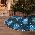 thumbnail image 4 of Salouo Blue Owl Christmas Tree Skirt 30" Farmhouse Christmas Decorations Snowman Xmas Tree Skirt Tree Mat for Holiday Party Decor, 4 of 8