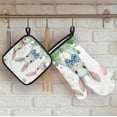 thumbnail image 4 of Spring Easter Bunny Oven Mitts and Pot Holders Set of 2, Rabbits Eucalyptus Plant Heat Resistant Oven Mitts Kitchen Oven Glove for Cooking, Baking, 4 of 6