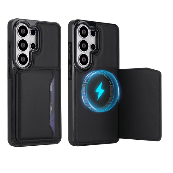Sanwo Magnetic Wallet Case for Samsung Galaxy S26 Ultra, Shockproof PU Leather Hybrid Phone Cover with Foldable Stand and ID Credit Card Holder Slot, Black
