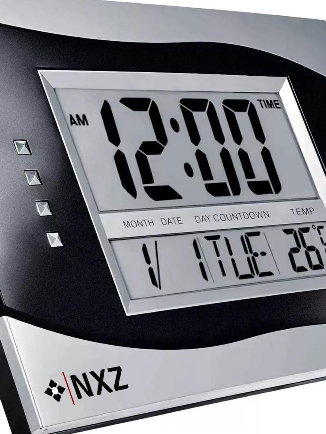 Digital LCD Display Temperature and Calendar Display Wall Clock for Home & Office Use, Wall Mountable & Desk Use Battery Operated Clocks